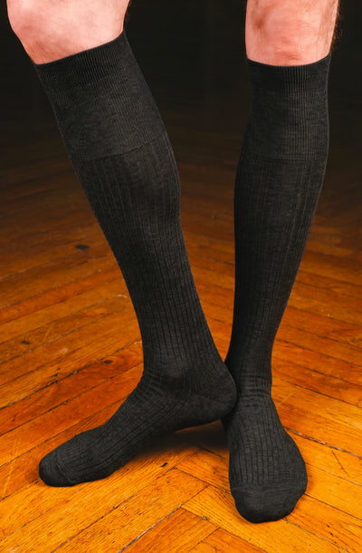 Pétrone mi-bas fil d’Écosse  homme gris anthracite