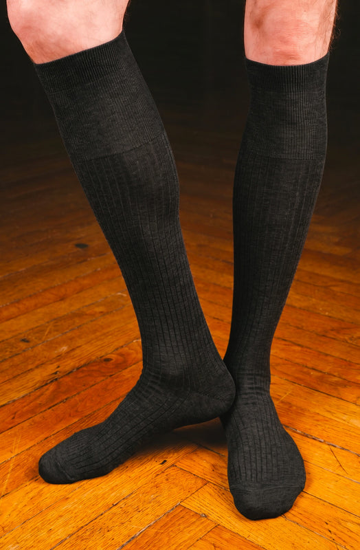 Pétrone mi-bas fil d’Écosse  homme gris anthracite