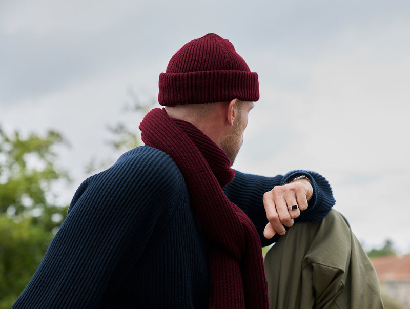 Pétrone bonnet homme bordeaux foncé