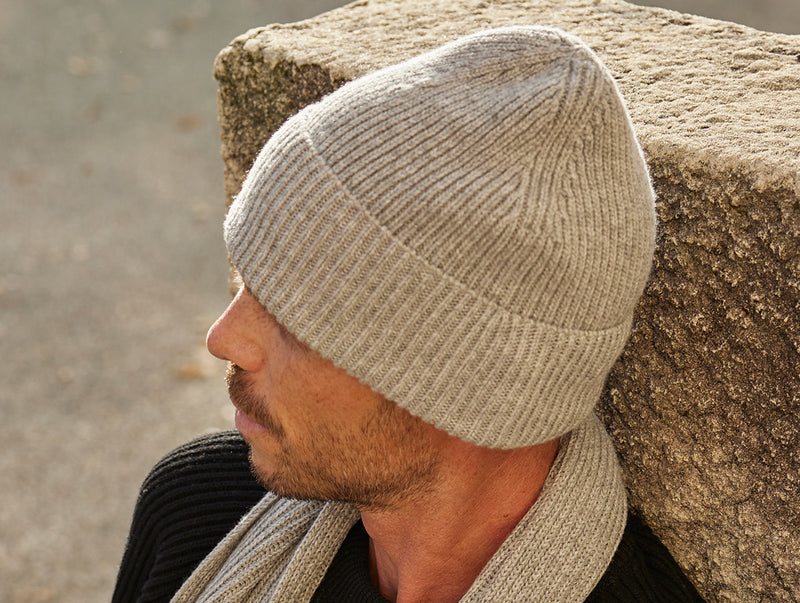 Pétrone bonnet homme zoom gris clair chiné