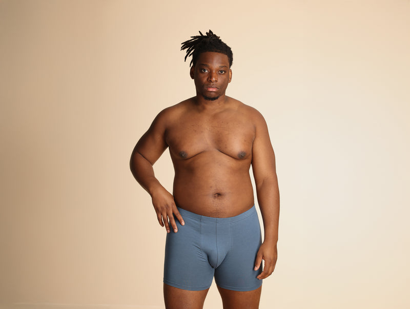 Pétrone boxer confort grandes tailles 3xl 4xl 5xl coton biologique tencel bleu céruléen homme