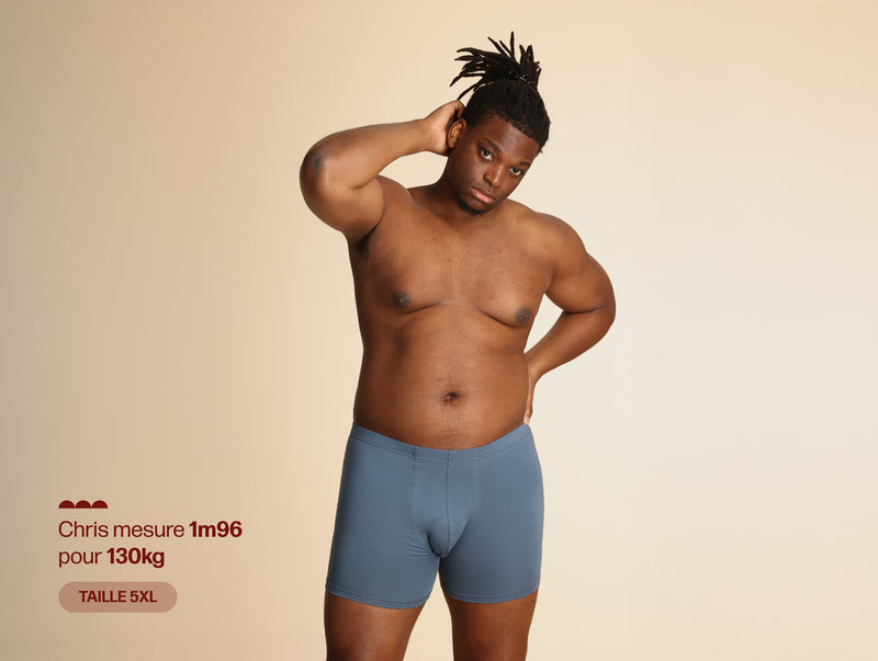 Pétrone boxer confort grandes tailles 3xl 4xl 5xl coton biologique tencel bleu céruléen homme
