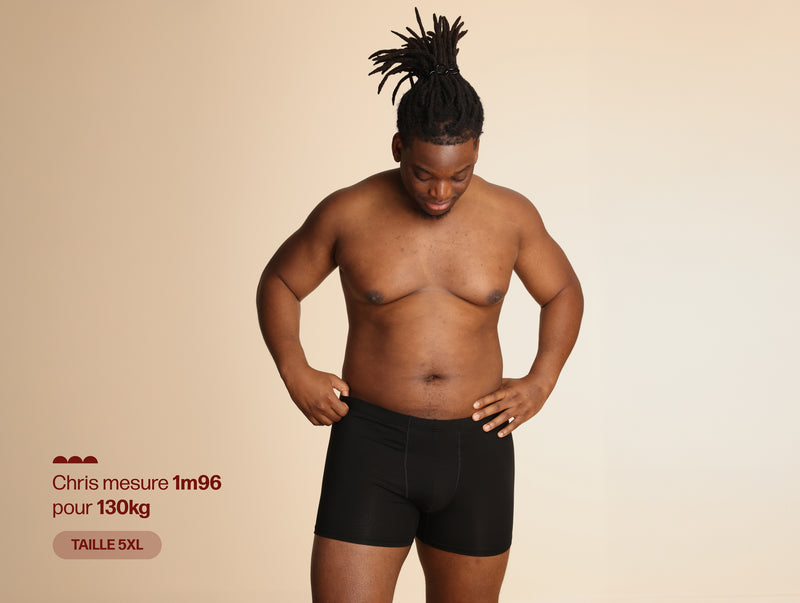 Pétrone boxer sport grandes tailles 3xl 4xl 5xl tencel noir homme