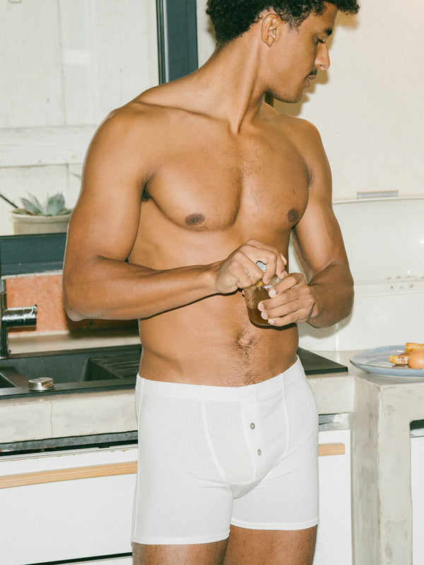Pétrone boxer héritage coton biologique tencel lyocell blanc crème homme