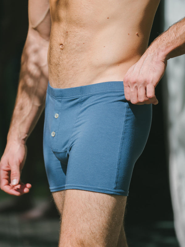 Pétrone boxer héritage coton biologique tencel lyocell bleu céruléen homme