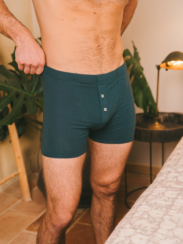 Pétrone boxer héritage coton biologique tencel lyocell bleu pétrole homme