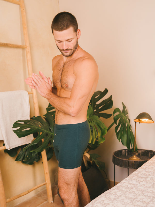 Pétrone boxer héritage coton biologique tencel lyocell bleu pétrole homme