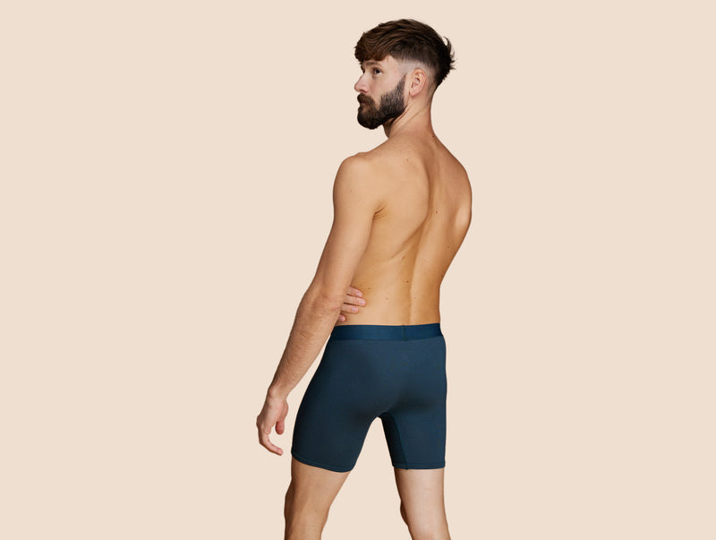Pétrone boxer long laine mérinos Tencel bleu pétrole homme