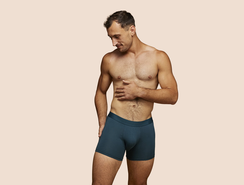 Pétrone boxer coton bio bleu pétrole homme