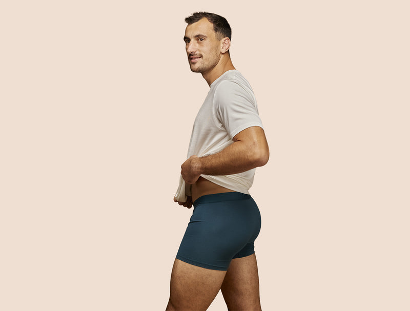 Pétrone boxer coton bio bleu pétrole homme