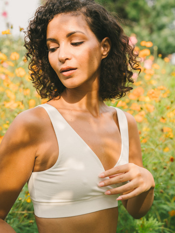 Pétrone brassière croisée blanc crème femme