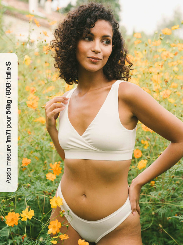 Pétrone brassière croisée blanc crème femme