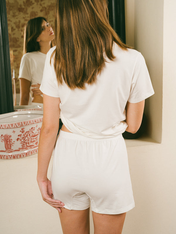 Pétrone caleçon coton pima micromodal blanc crème femme