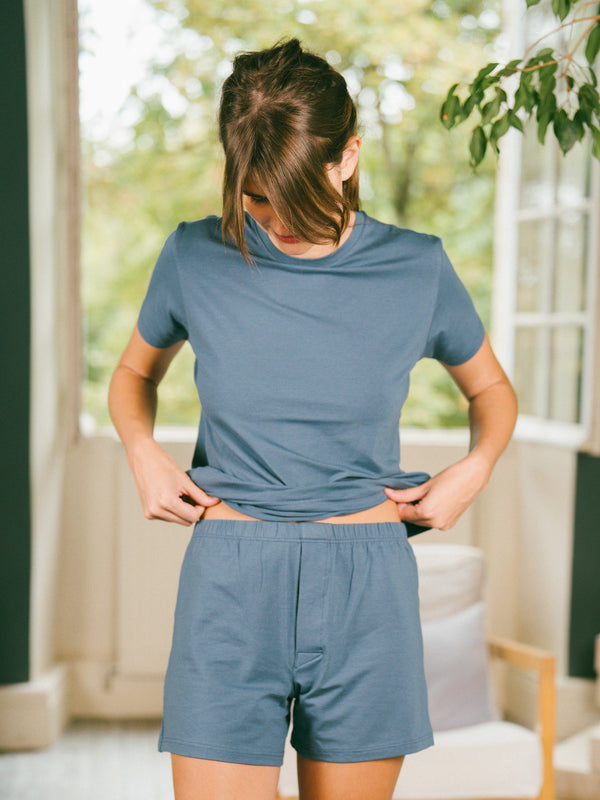 Pétrone caleçon coton pima micromodal bleu céruléen femme