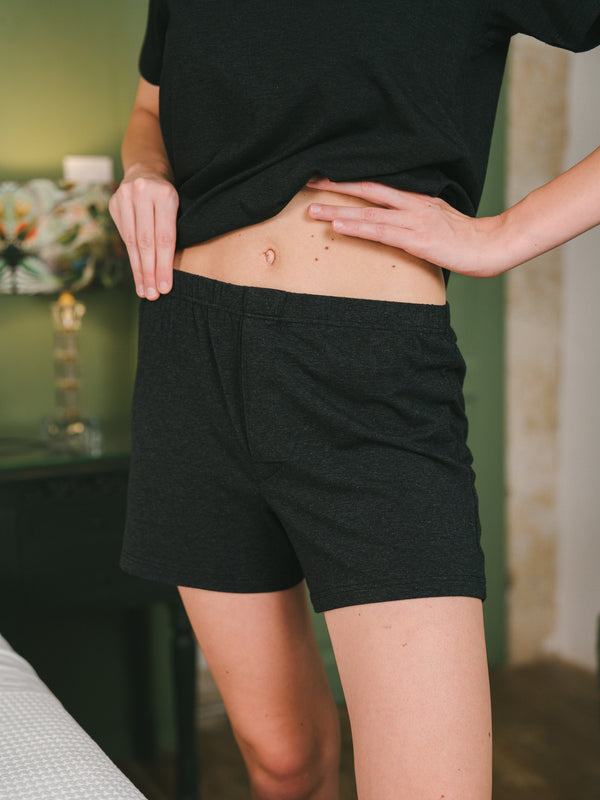 Pétrone caleçon coton pima micromodal gris anthracite femme