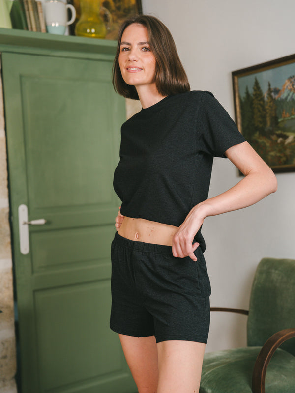 Pétrone caleçon coton pima micromodal gris anthracite femme