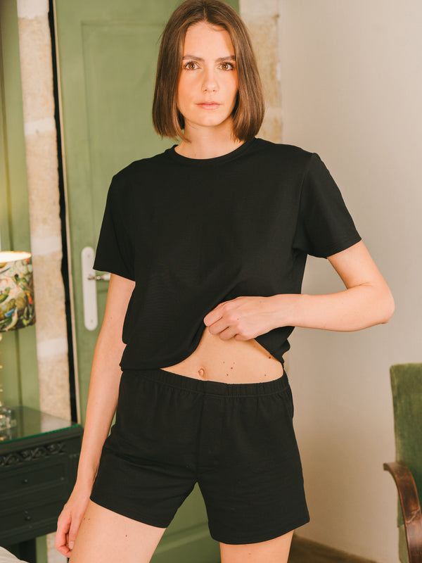 Pétrone caleçon coton pima micromodal noir femme
