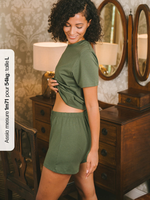 Pétrone caleçon coton pima micromodal vert kaki femme