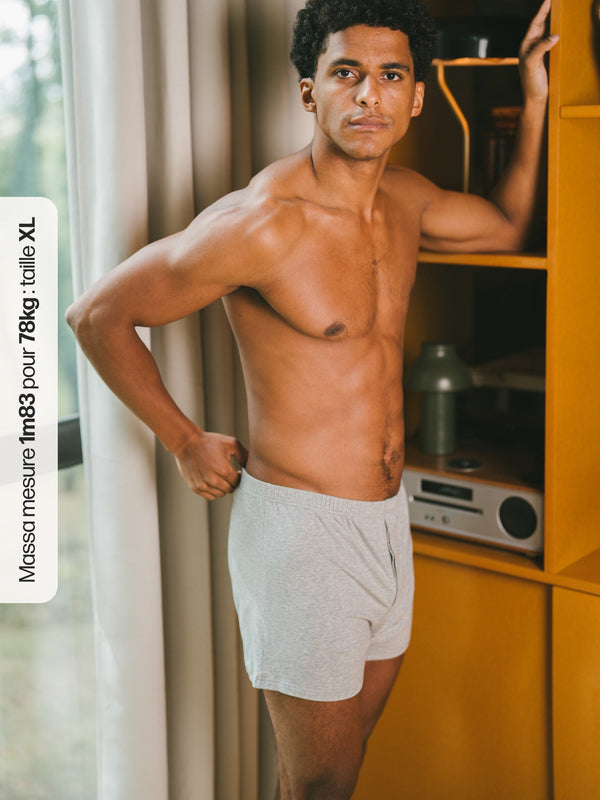Pétrone caleçon coton pima micromodal gris chiné clair homme