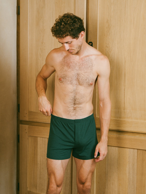 Pétrone caleçon coton tencel lyocell vert bouteille homme