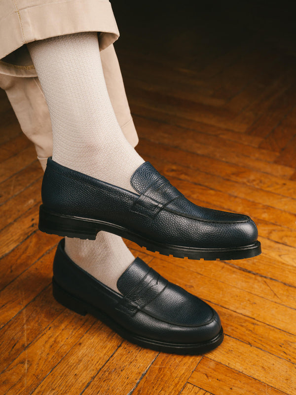 Pétrone chaussettes nid d'abeille fil d'Ecosse ivoire homme