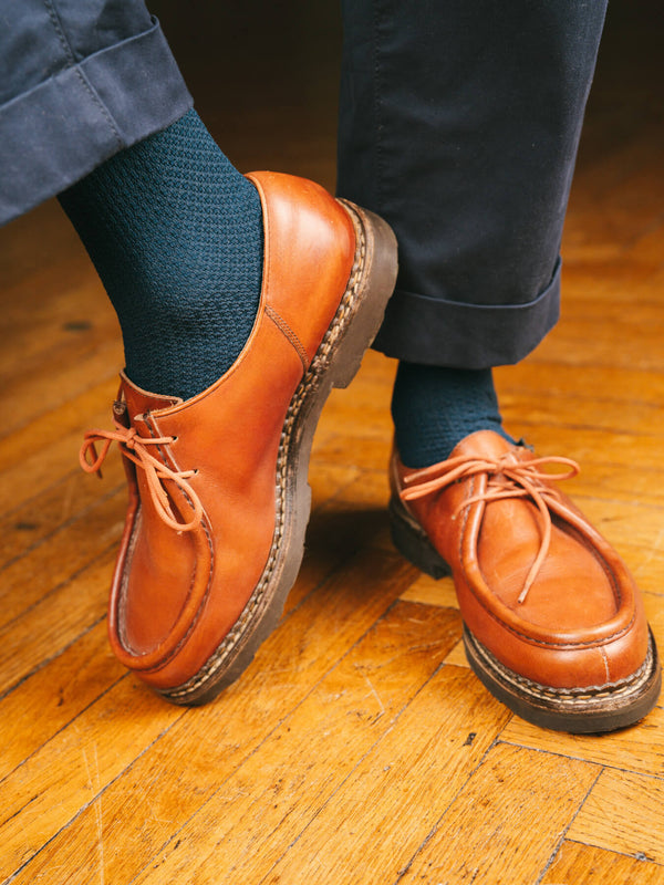 Pétrone chaussettes nid d'abeille fil d'Ecosse bleu acier homme