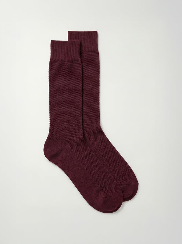 Pétrone chaussettes nid d'abeille fil d'Ecosse bordeaux homme