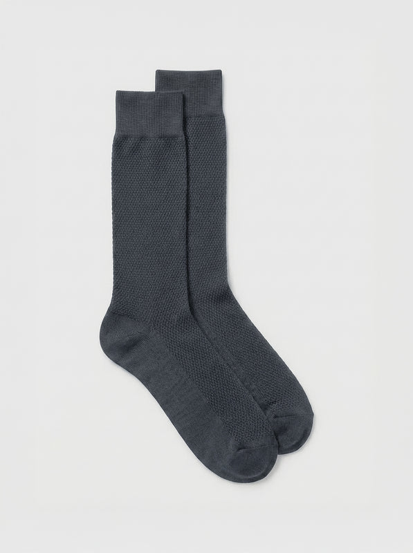 Pétrone chaussettes nid d'abeille fil d'Ecosse gris homme