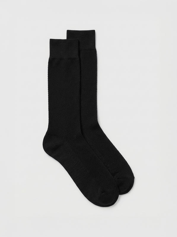 Pétrone chaussettes nid d'abeille fil d'Ecosse noir homme