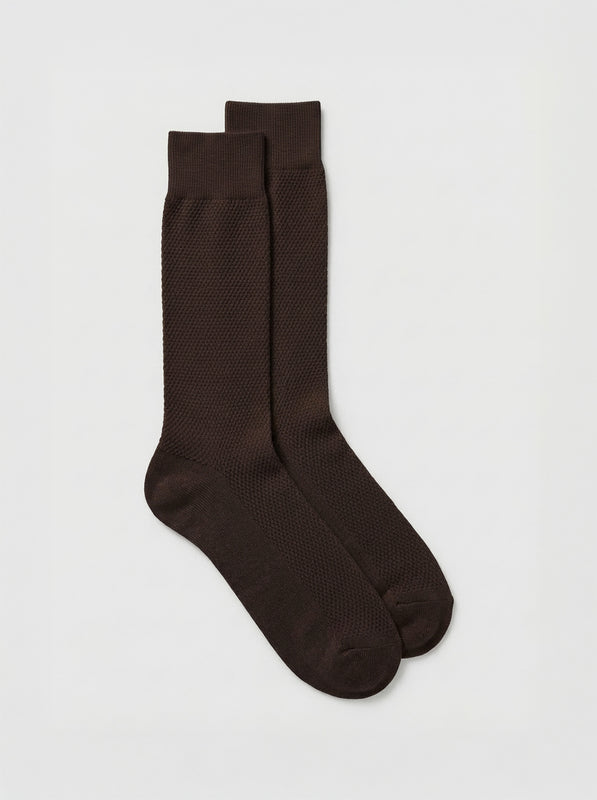 Pétrone chaussettes nid d'abeille fil d'Ecosse marron foncé homme