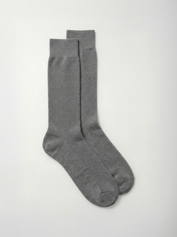 Pétrone chaussettes nid d'abeille fil d'Ecosse gris homme