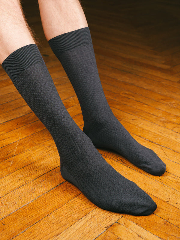 Pétrone chaussettes nid d'abeille fil d'Ecosse gris homme