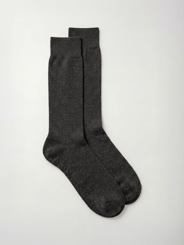 Pétrone chaussettes nid d'abeille fil d'Ecosse gris homme