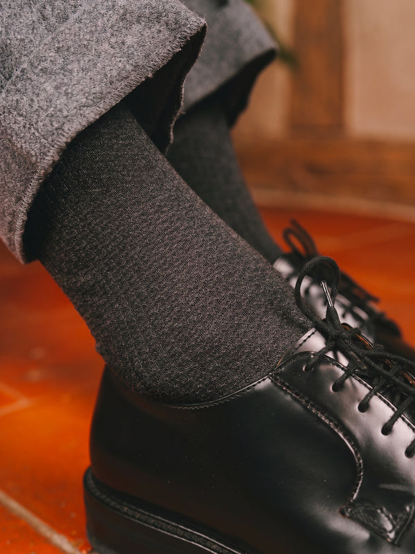 Pétrone chaussettes nid d'abeille fil d'Ecosse gris homme