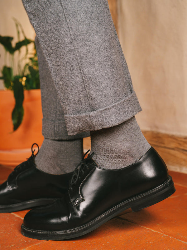 Pétrone chaussettes nid d'abeille fil d'Ecosse gris homme