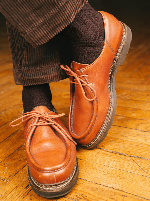 Pétrone chaussettes nid d'abeille fil d'Ecosse marron foncé homme