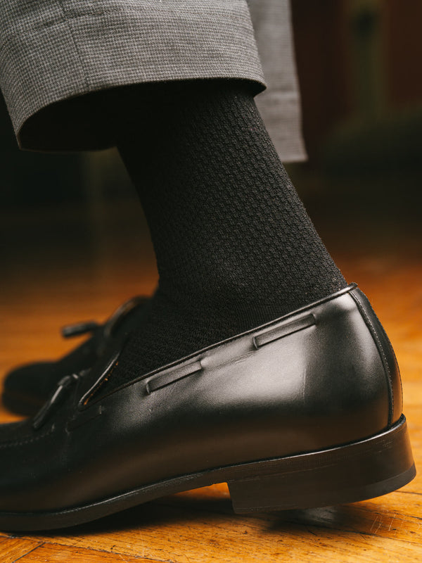Pétrone chaussettes nid d'abeille fil d'Ecosse noir homme