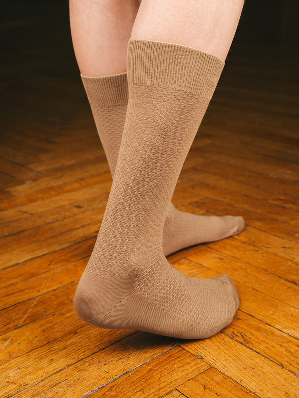 Pétrone chaussettes nid d'abeille fil d'Ecosse taupe homme
