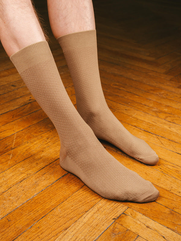 Pétrone chaussettes nid d'abeille fil d'Ecosse taupe homme