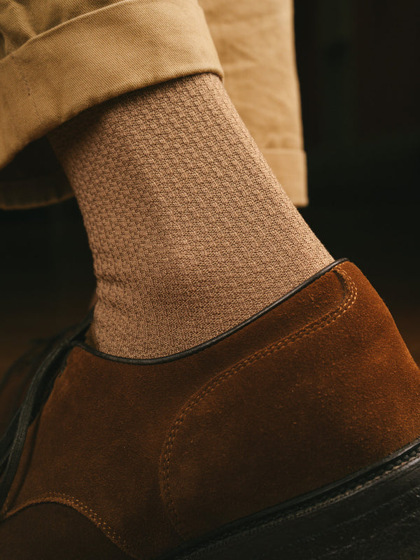 Pétrone chaussettes nid d'abeille fil d'Ecosse taupe homme