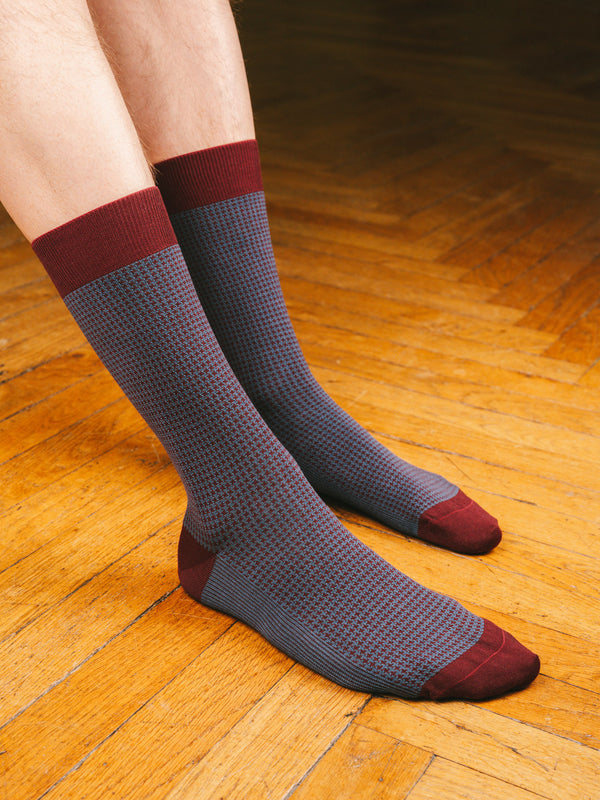 Pétrone chaussettes fil d'Ecosse pied de poule homme
