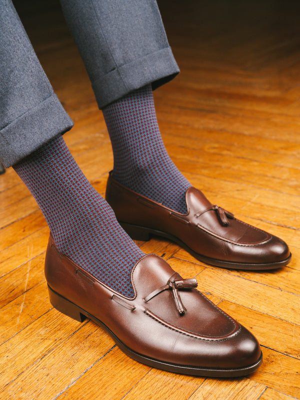 Pétrone chaussettes fil d'Ecosse pied de poule homme