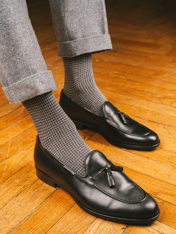Pétrone chaussettes fil d'Ecosse pied de poule homme
