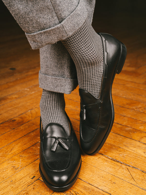 Pétrone chaussettes fil d'Ecosse pied de poule homme