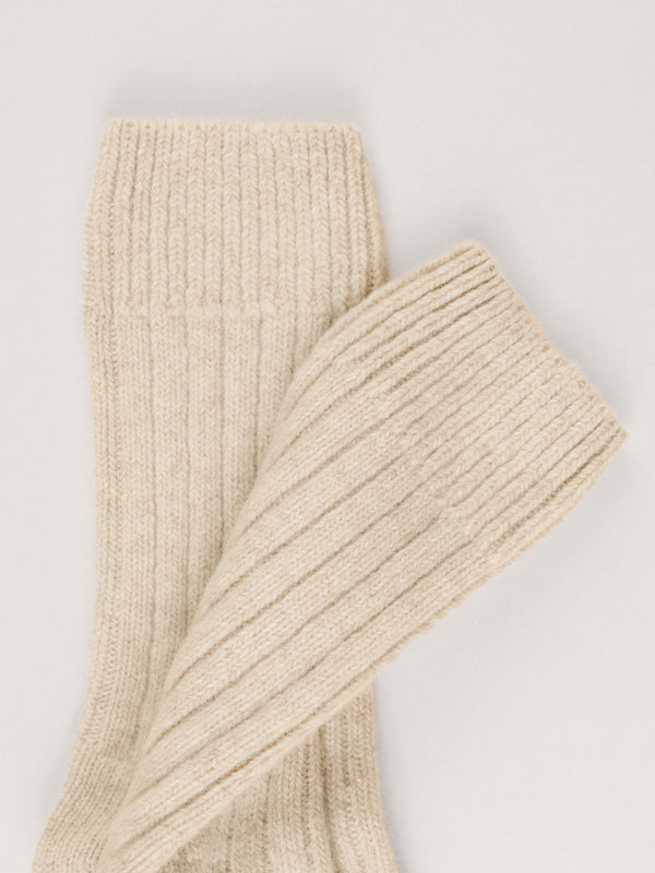 Pétrone chaussettes chaudes côtelées laine mérinos beige homme