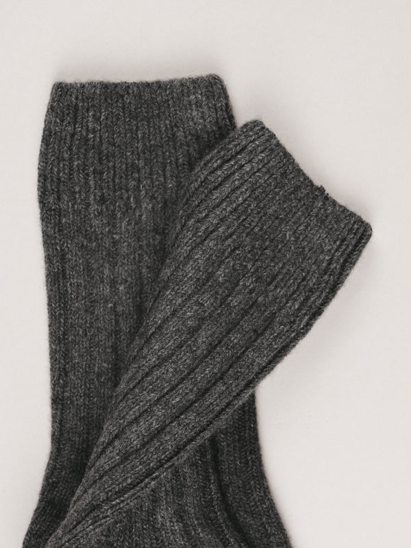 Pétrone chaussettes chaudes côtelées laine mérinos gris anthracite homme