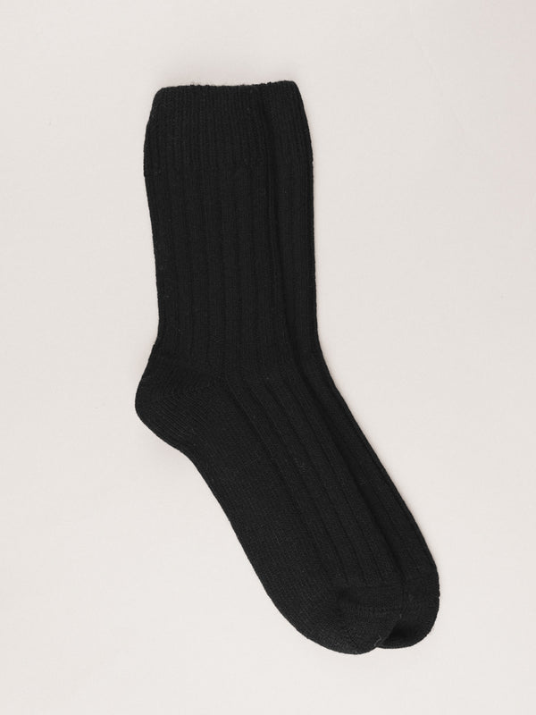 Pétrone chaussettes chaudes côtelées laine mérinos noir homme