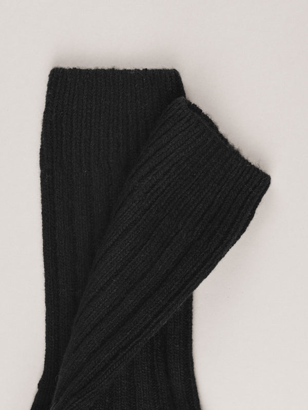 Pétrone chaussettes chaudes côtelées laine mérinos noir homme