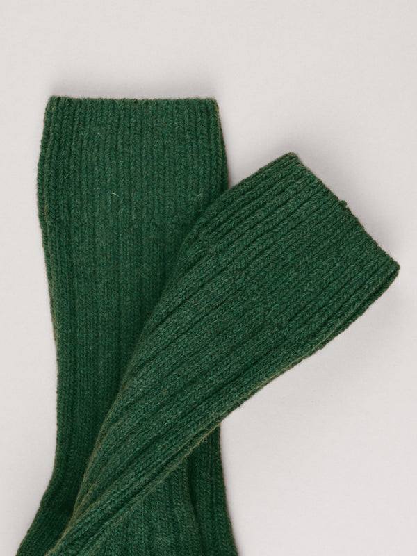 Pétrone chaussettes chaudes côtelées laine mérinos vert homme