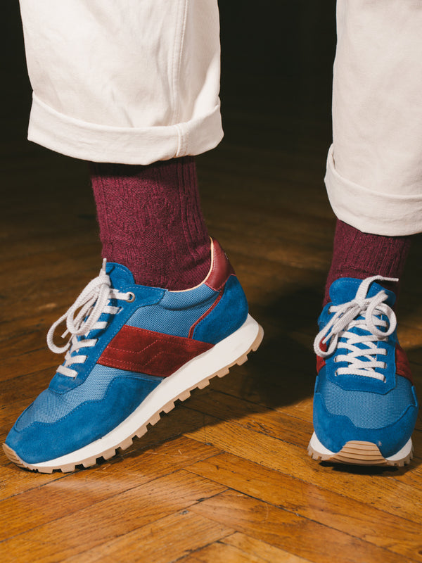 Pétrone chaussettes chaudes maille laine mérinos bordeaux foncé femme